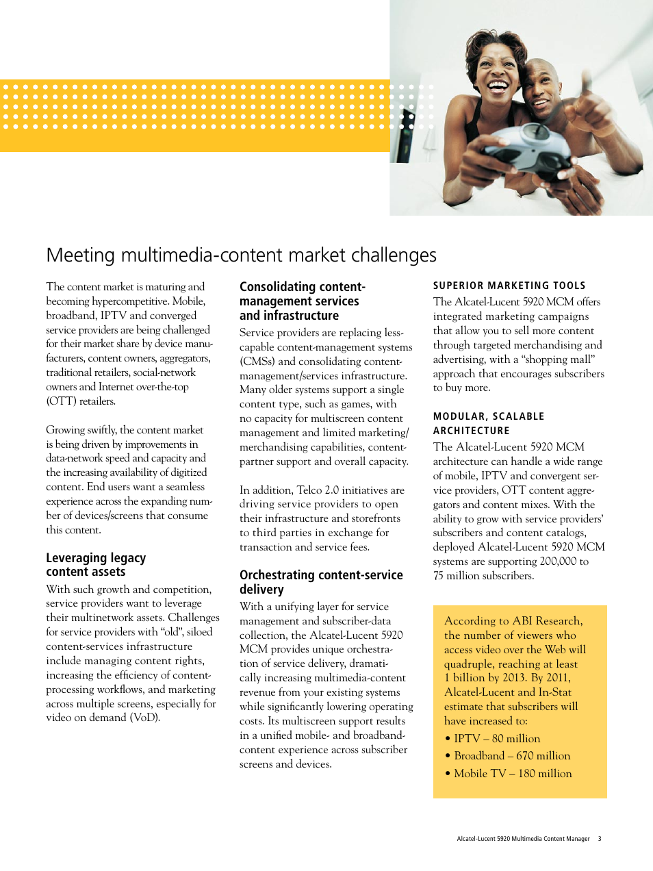 Meeting multimedia-content market challenges | Riverstone Networks 5920 User Manual | Page 3 / 8