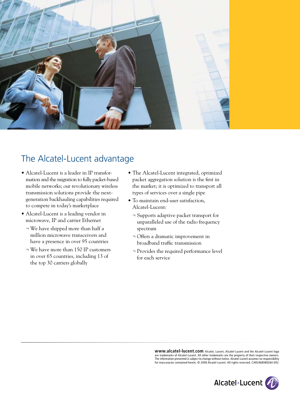 The alcatel-lucent advantage | Riverstone Networks 9500 User Manual | Page 8 / 8