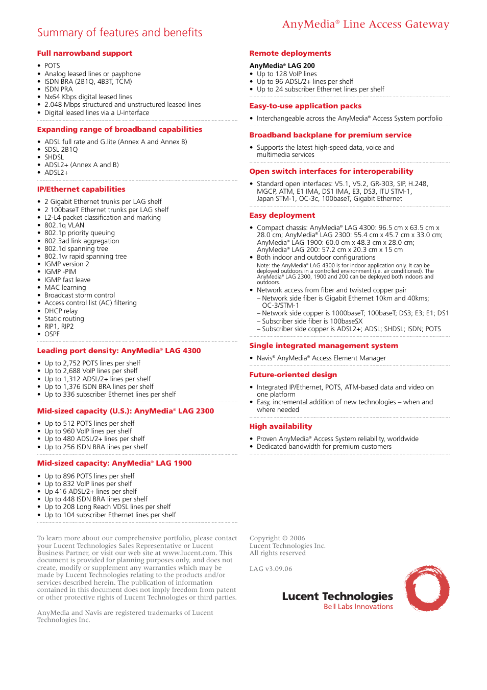 Anymedia | Riverstone Networks AnyMedia Line Access Gateway User Manual | Page 4 / 4