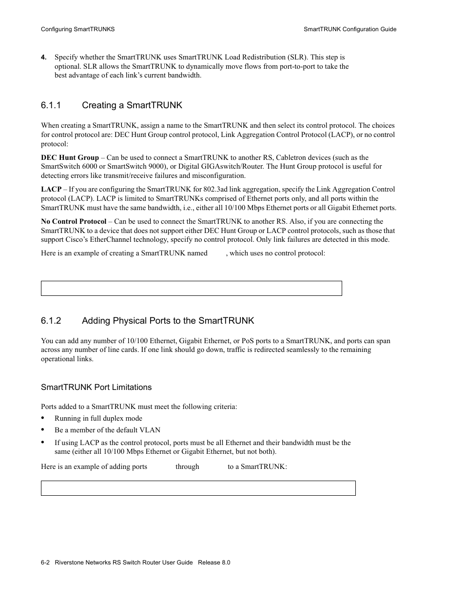1 creating a smarttrunk, 2 adding physical ports to the smarttrunk, Creating a smarttrunk -2 | Adding physical ports to the smarttrunk -2 | Riverstone Networks WICT1-12 User Manual | Page 102 / 718