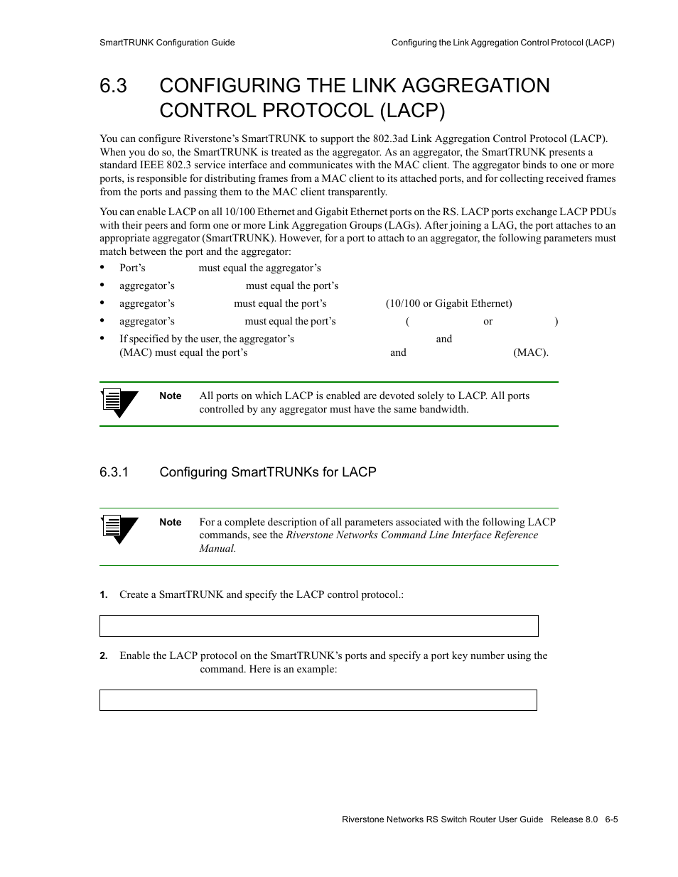 1 configuring smarttrunks for lacp, Configuring smarttrunks for lacp -5 | Riverstone Networks WICT1-12 User Manual | Page 105 / 718