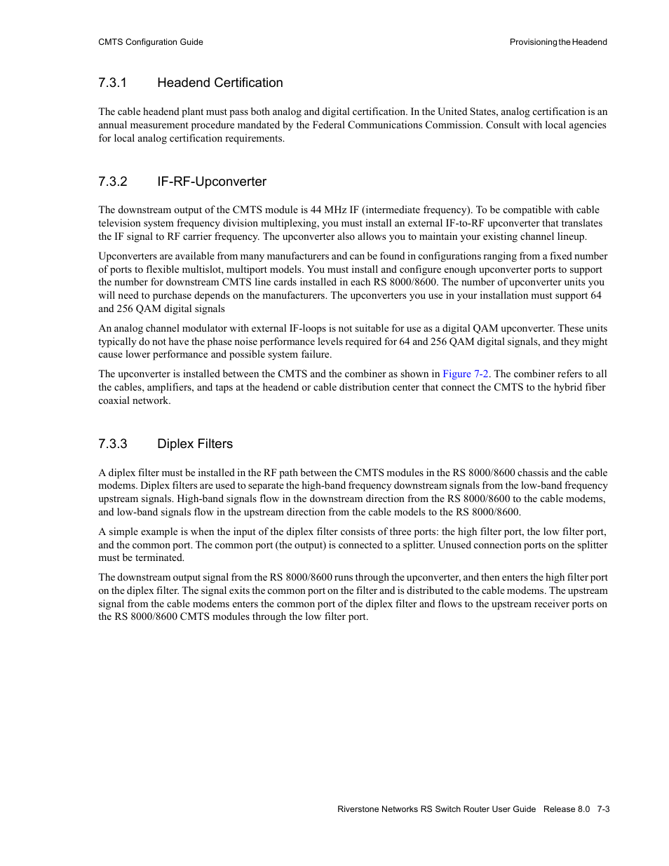 1 headend certification, 2 if-rf-upconverter, 3 diplex filters | Headend certification -3, If-rf-upconverter -3, Diplex filters -3 | Riverstone Networks WICT1-12 User Manual | Page 115 / 718