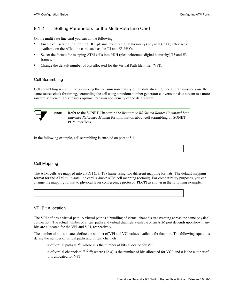 2 setting parameters for the multi-rate line card, Setting parameters for the multi-rate line card -3 | Riverstone Networks WICT1-12 User Manual | Page 137 / 718