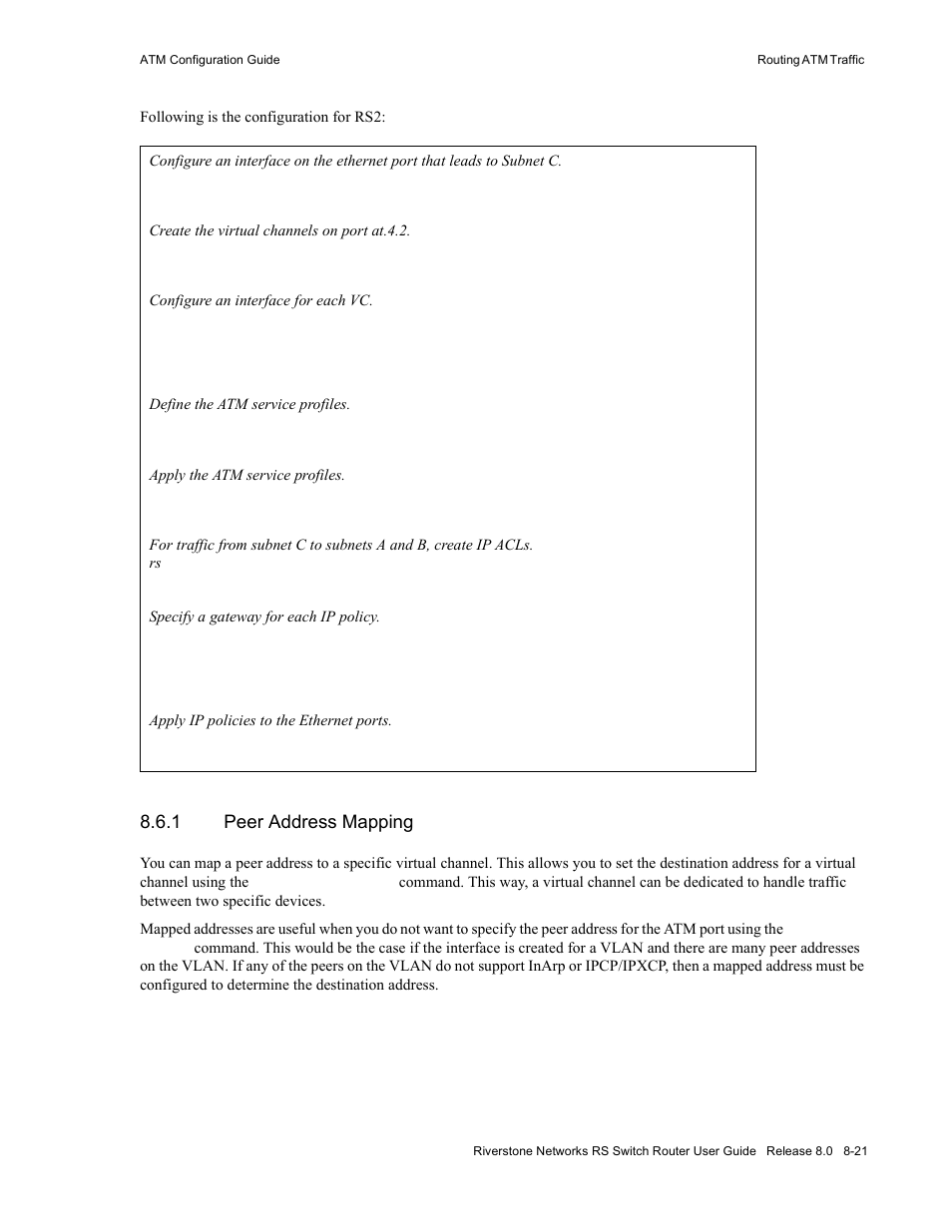 1 peer address mapping, Peer address mapping -21 | Riverstone Networks WICT1-12 User Manual | Page 155 / 718