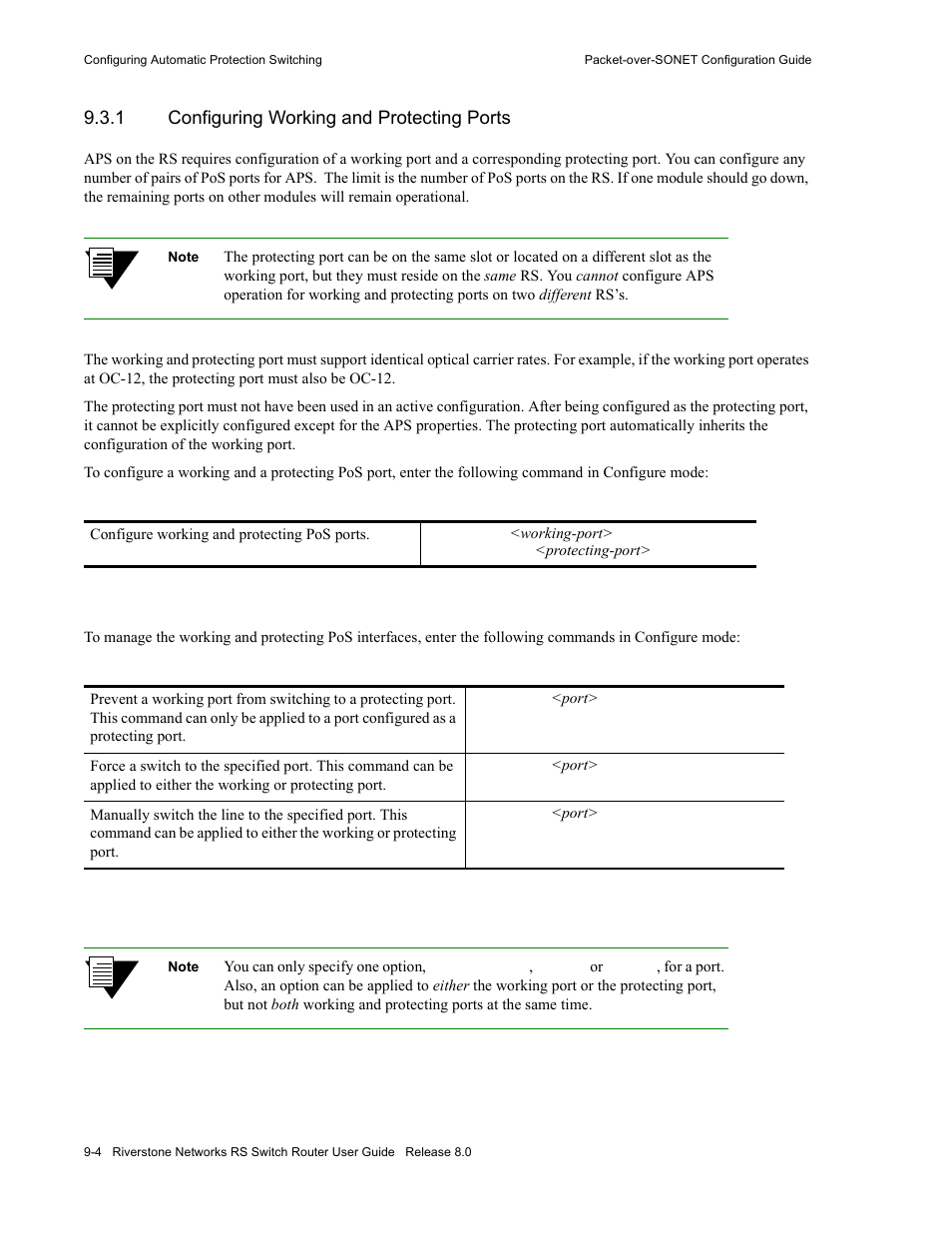 1 configuring working and protecting ports, Configuring working and protecting ports -4 | Riverstone Networks WICT1-12 User Manual | Page 164 / 718