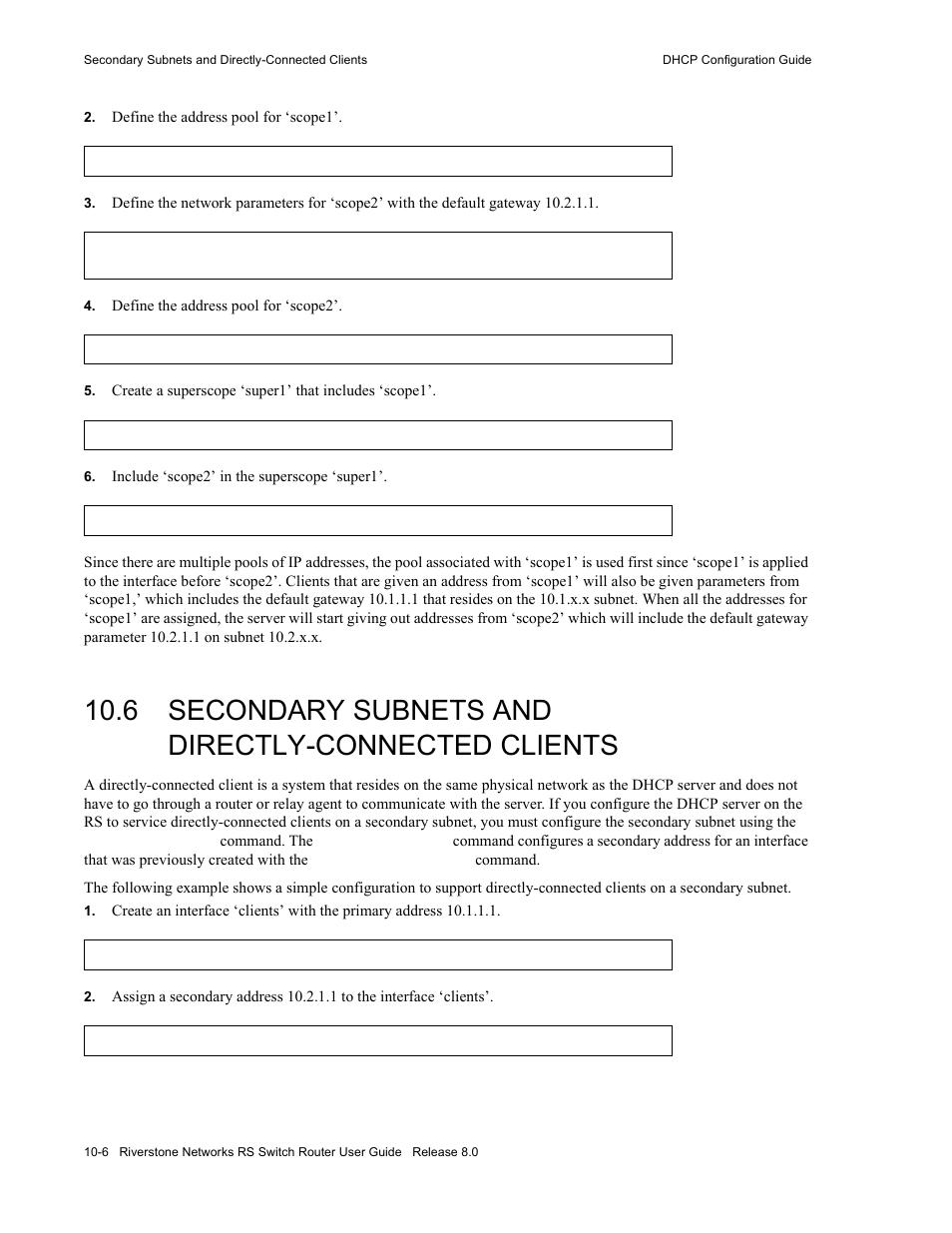 6 secondary subnets and directly-connected clients | Riverstone Networks WICT1-12 User Manual | Page 176 / 718