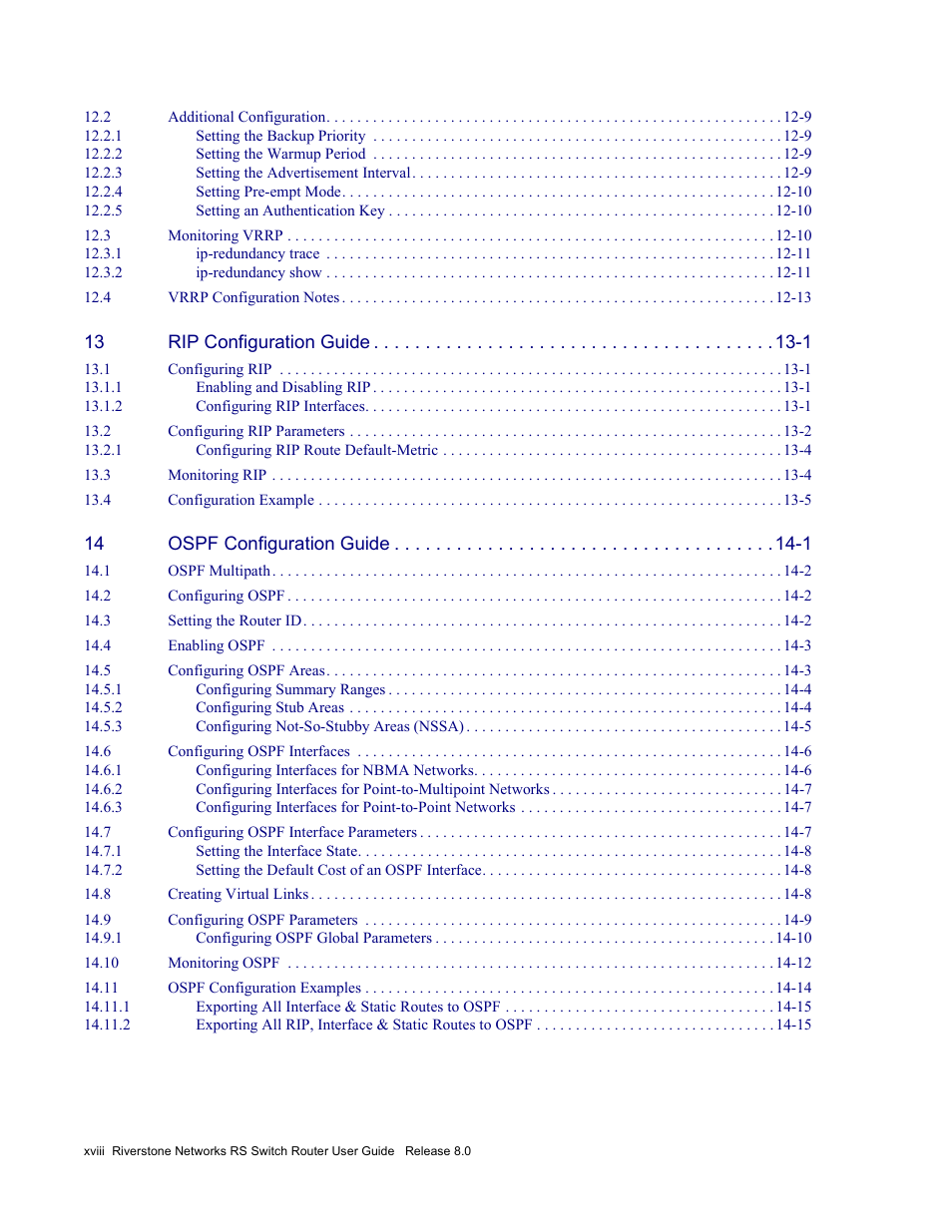 Riverstone Networks WICT1-12 User Manual | Page 18 / 718