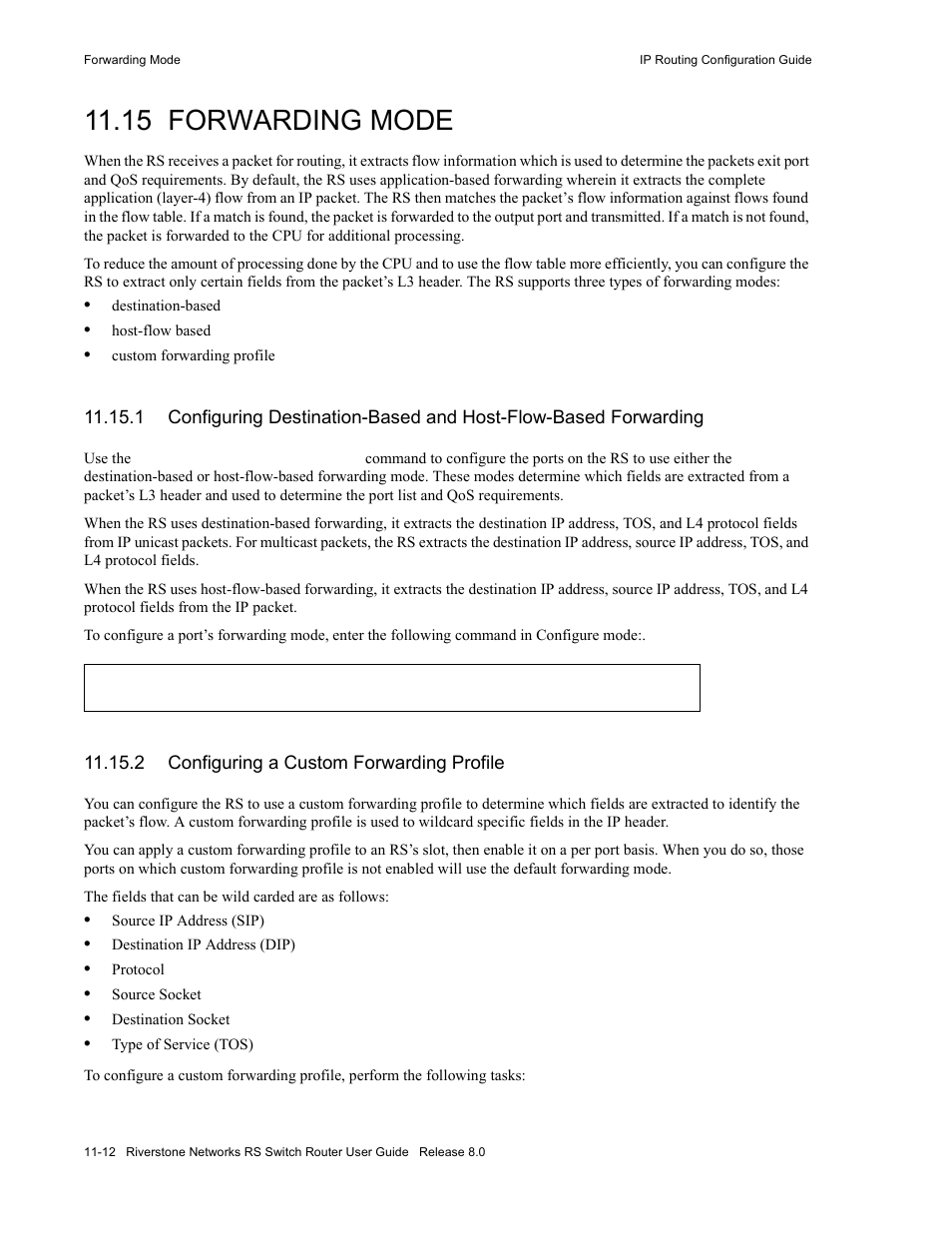 15 forwarding mode, 2 configuring a custom forwarding profile, Forwarding mode -12 | Configuring a custom forwarding profile -12 | Riverstone Networks WICT1-12 User Manual | Page 190 / 718