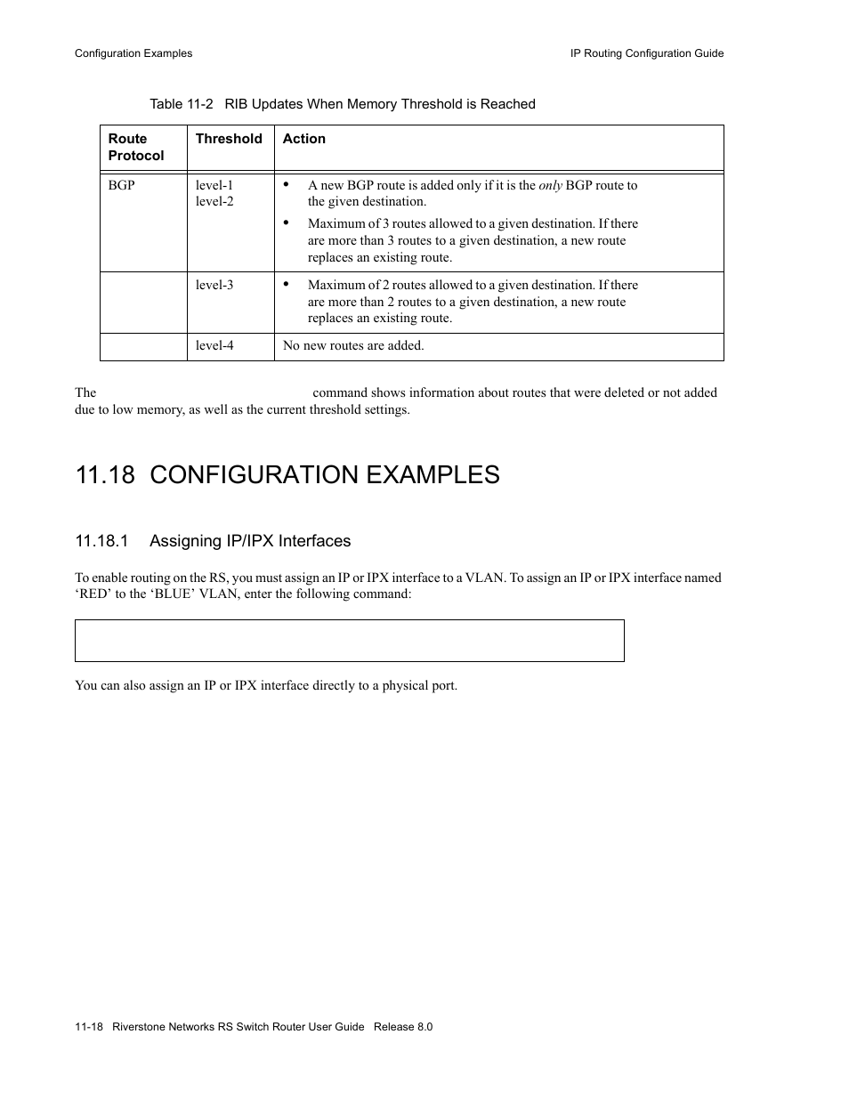 18 configuration examples, 1 assigning ip/ipx interfaces, Configuration examples -18 | Assigning ip/ipx interfaces -18 | Riverstone Networks WICT1-12 User Manual | Page 196 / 718