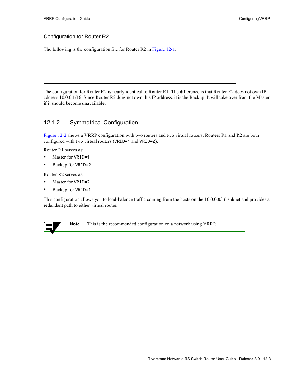2 symmetrical configuration, Symmetrical configuration -3 | Riverstone Networks WICT1-12 User Manual | Page 199 / 718