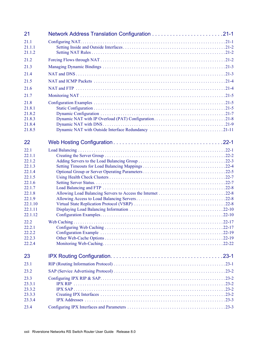 Riverstone Networks WICT1-12 User Manual | Page 22 / 718