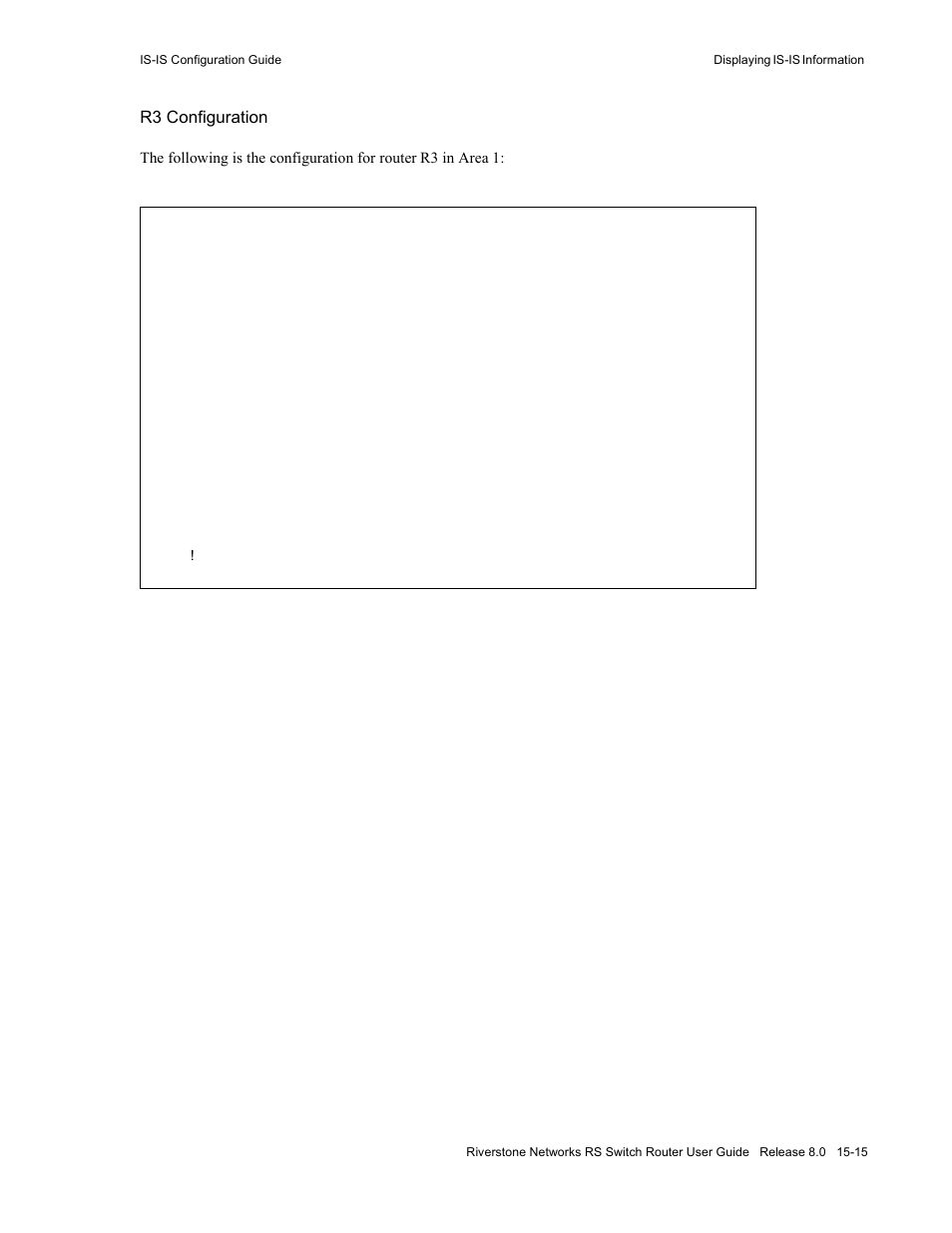 R3 configuration | Riverstone Networks WICT1-12 User Manual | Page 249 / 718