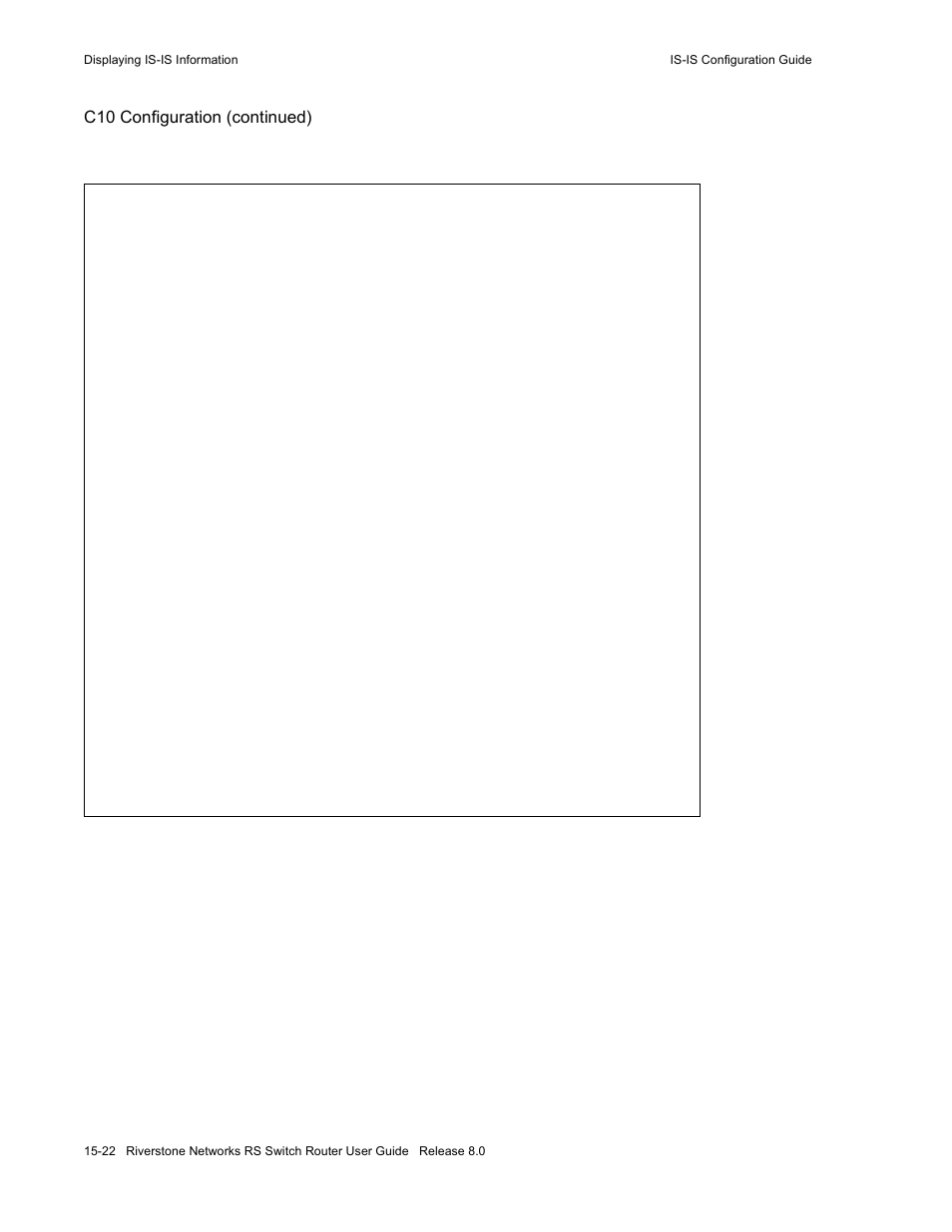 C10 configuration (continued) | Riverstone Networks WICT1-12 User Manual | Page 256 / 718