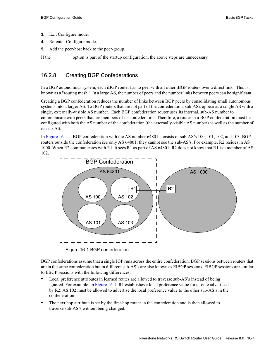 8 creating bgp confederations, Creating bgp confederations -7, Figure 16-1 bgp confederation -7 | Riverstone Networks WICT1-12 User Manual | Page 265 / 718