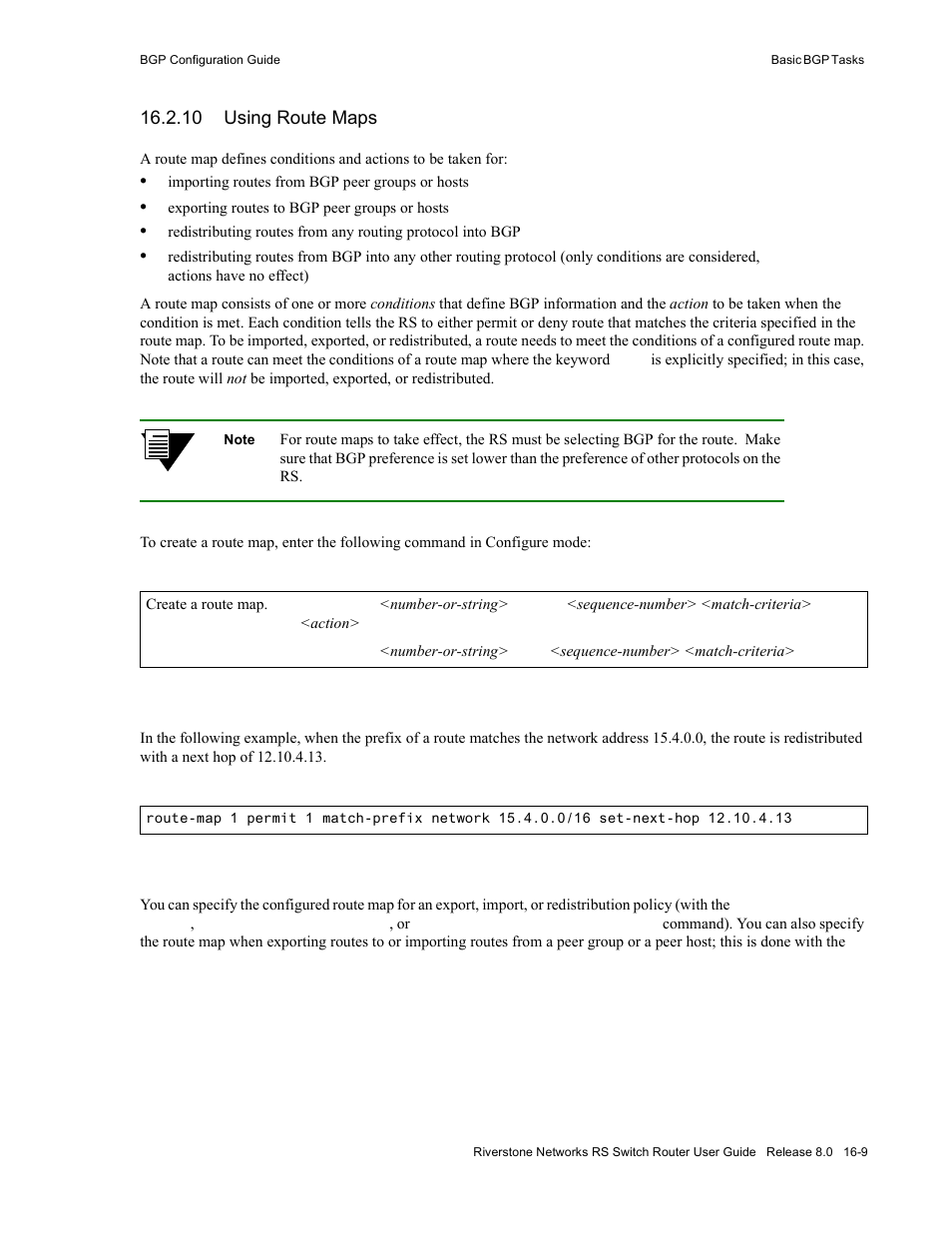 10 using route maps, Using route maps -9 | Riverstone Networks WICT1-12 User Manual | Page 267 / 718
