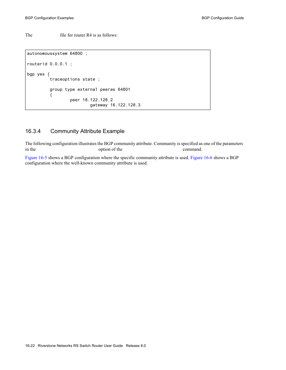 4 community attribute example, Community attribute example -22 | Riverstone Networks WICT1-12 User Manual | Page 280 / 718