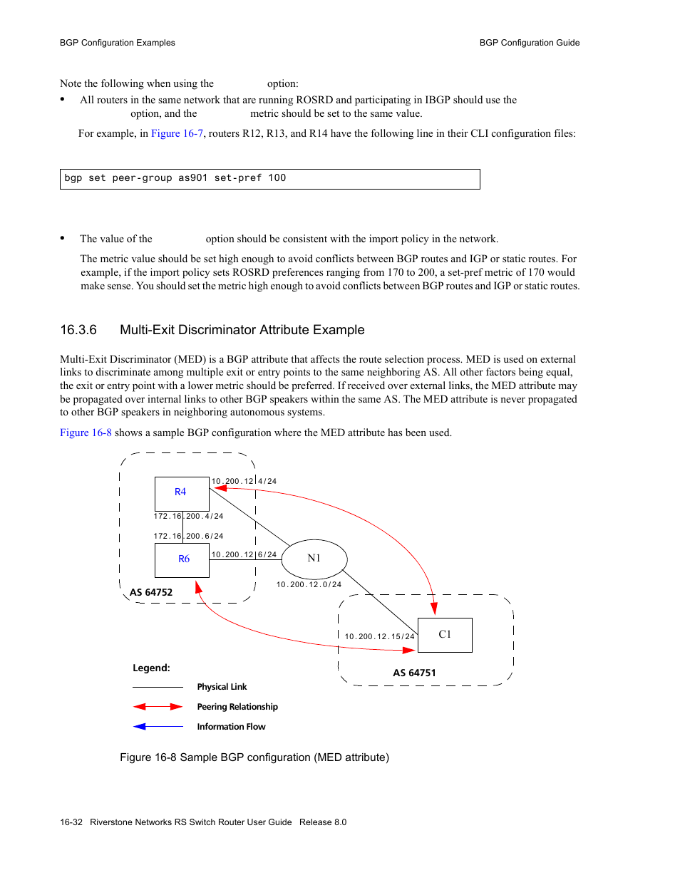 6 multi-exit discriminator attribute example, Multi-exit discriminator attribute example -32 | Riverstone Networks WICT1-12 User Manual | Page 290 / 718