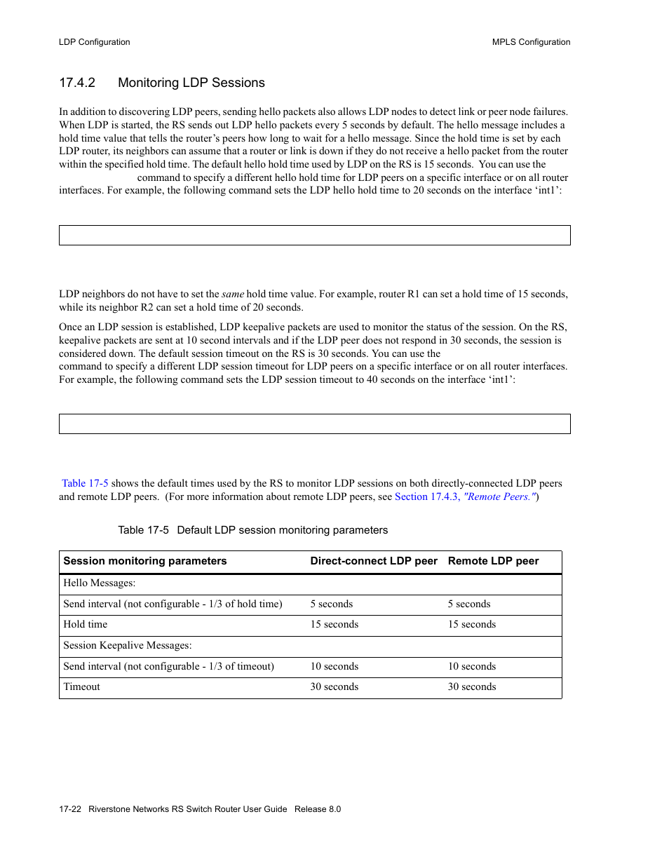 2 monitoring ldp sessions, Monitoring ldp sessions -22 | Riverstone Networks WICT1-12 User Manual | Page 330 / 718