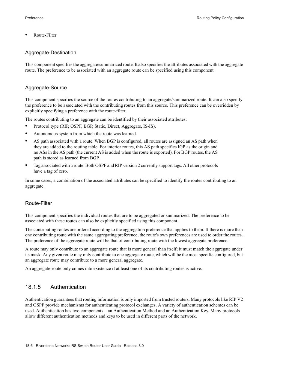 5 authentication, Authentication -6, Chapter 18.1.5 | Authentication | Riverstone Networks WICT1-12 User Manual | Page 436 / 718