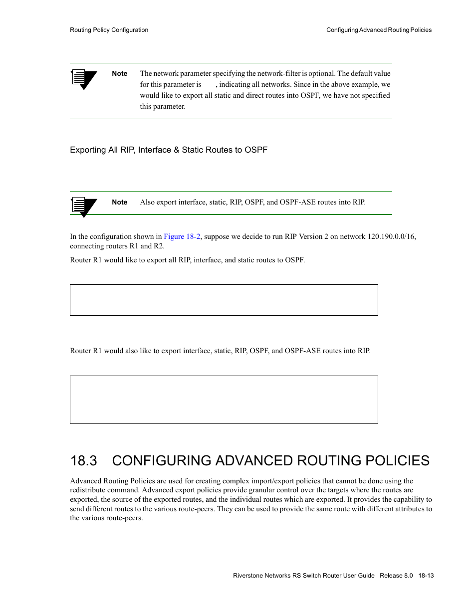 3 configuring advanced routing policies, Configuring advanced routing policies -13 | Riverstone Networks WICT1-12 User Manual | Page 443 / 718