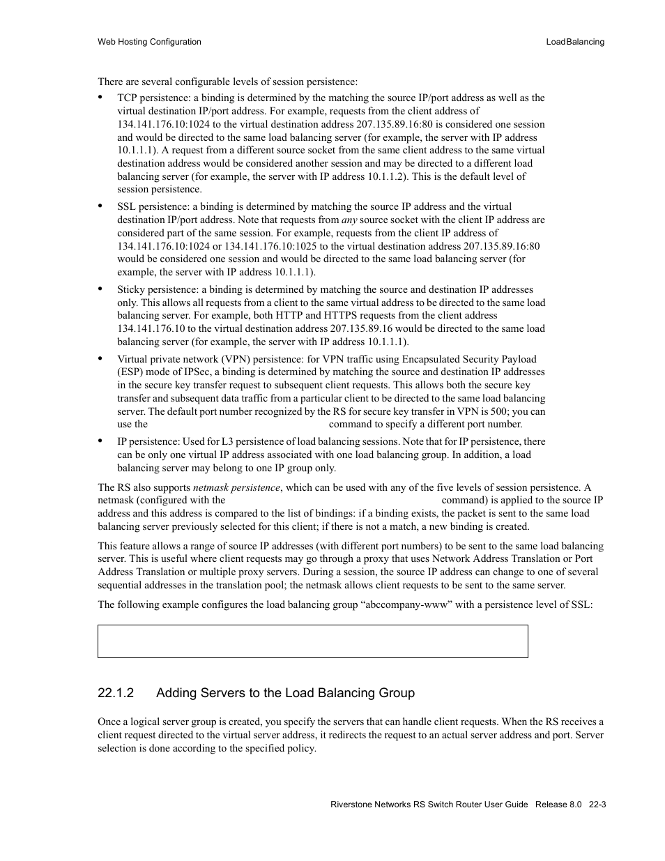 2 adding servers to the load balancing group, Adding servers to the load balancing group -3 | Riverstone Networks WICT1-12 User Manual | Page 501 / 718