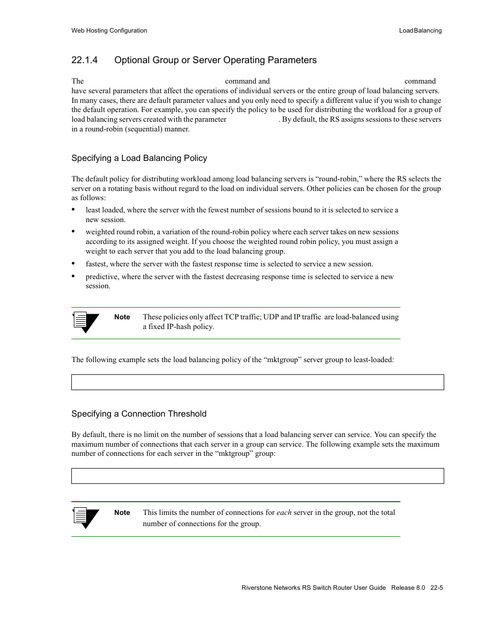 4 optional group or server operating parameters, Optional group or server operating parameters -5 | Riverstone Networks WICT1-12 User Manual | Page 503 / 718