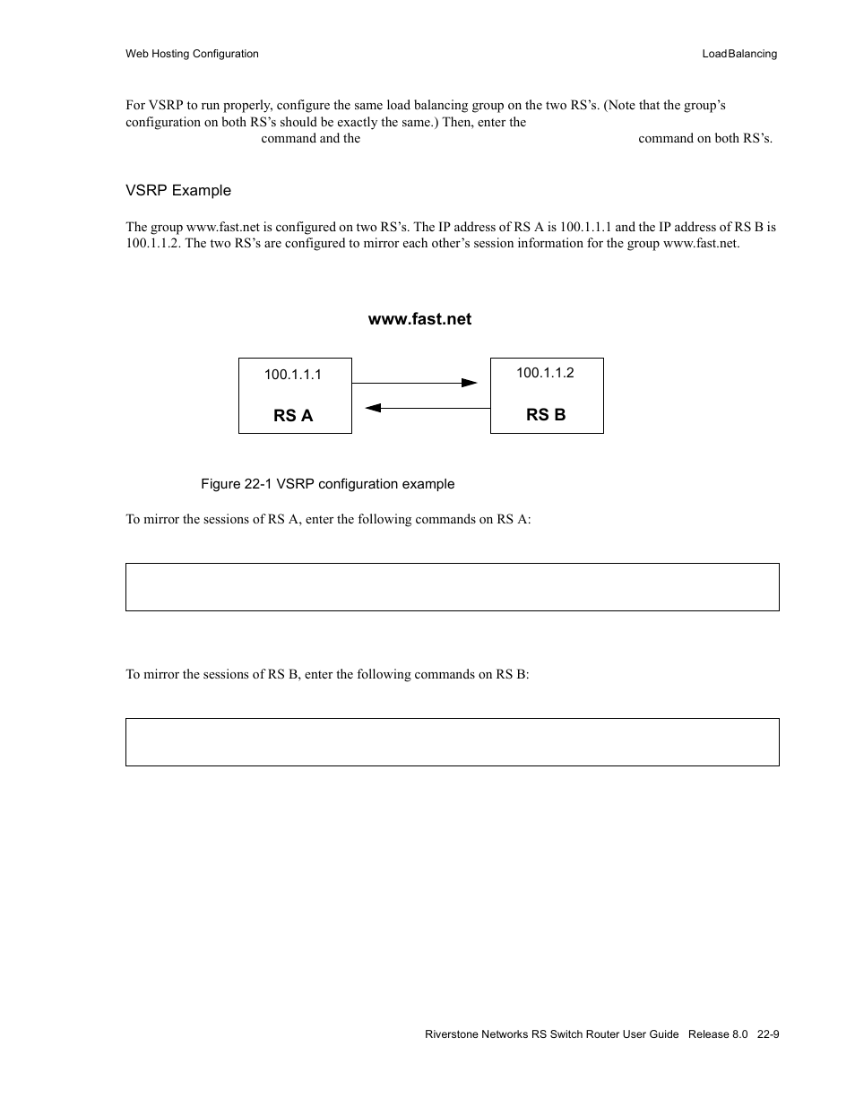 Figure 22-1 vsrp configuration example -9 | Riverstone Networks WICT1-12 User Manual | Page 507 / 718