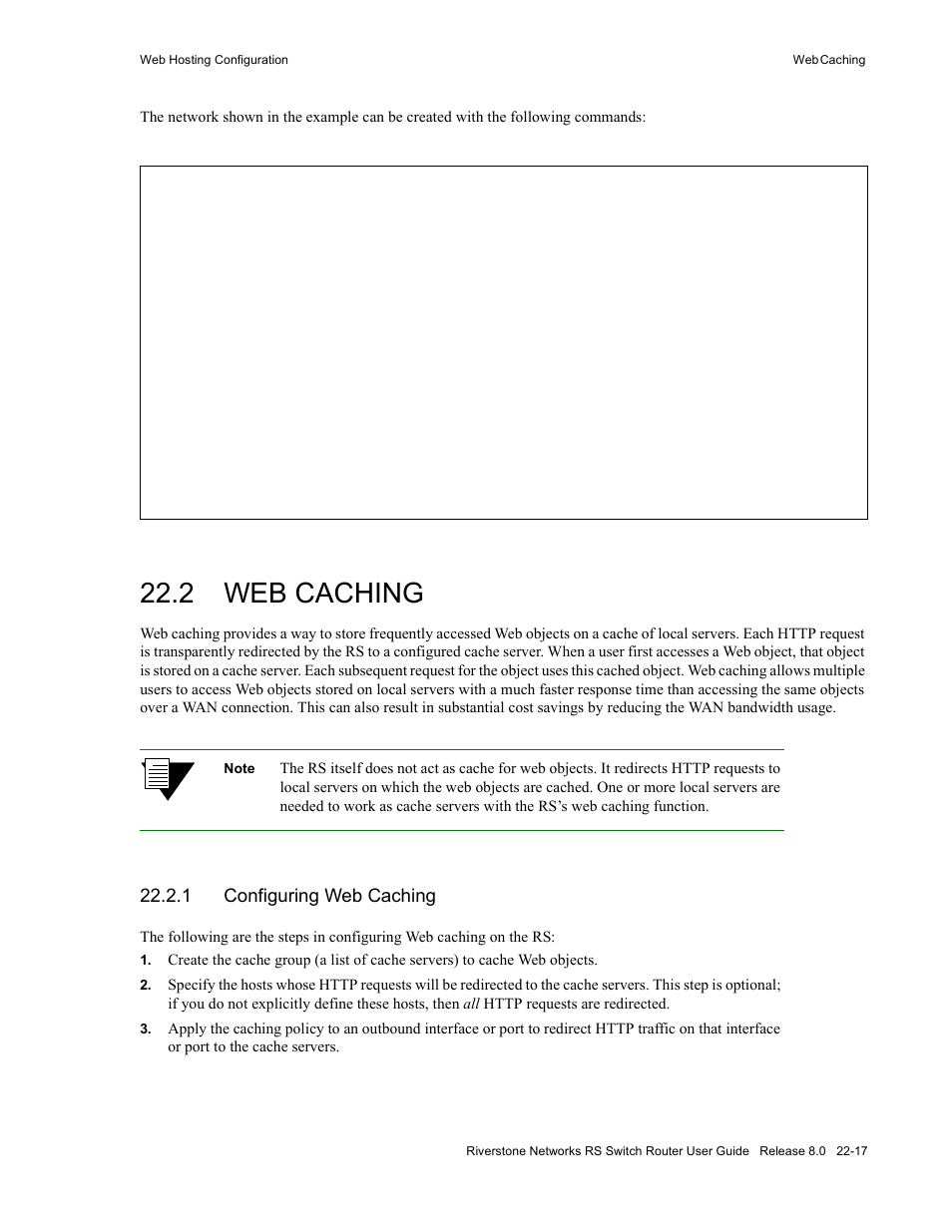 2 web caching, 1 configuring web caching, Web caching -17 | Configuring web caching -17 | Riverstone Networks WICT1-12 User Manual | Page 515 / 718