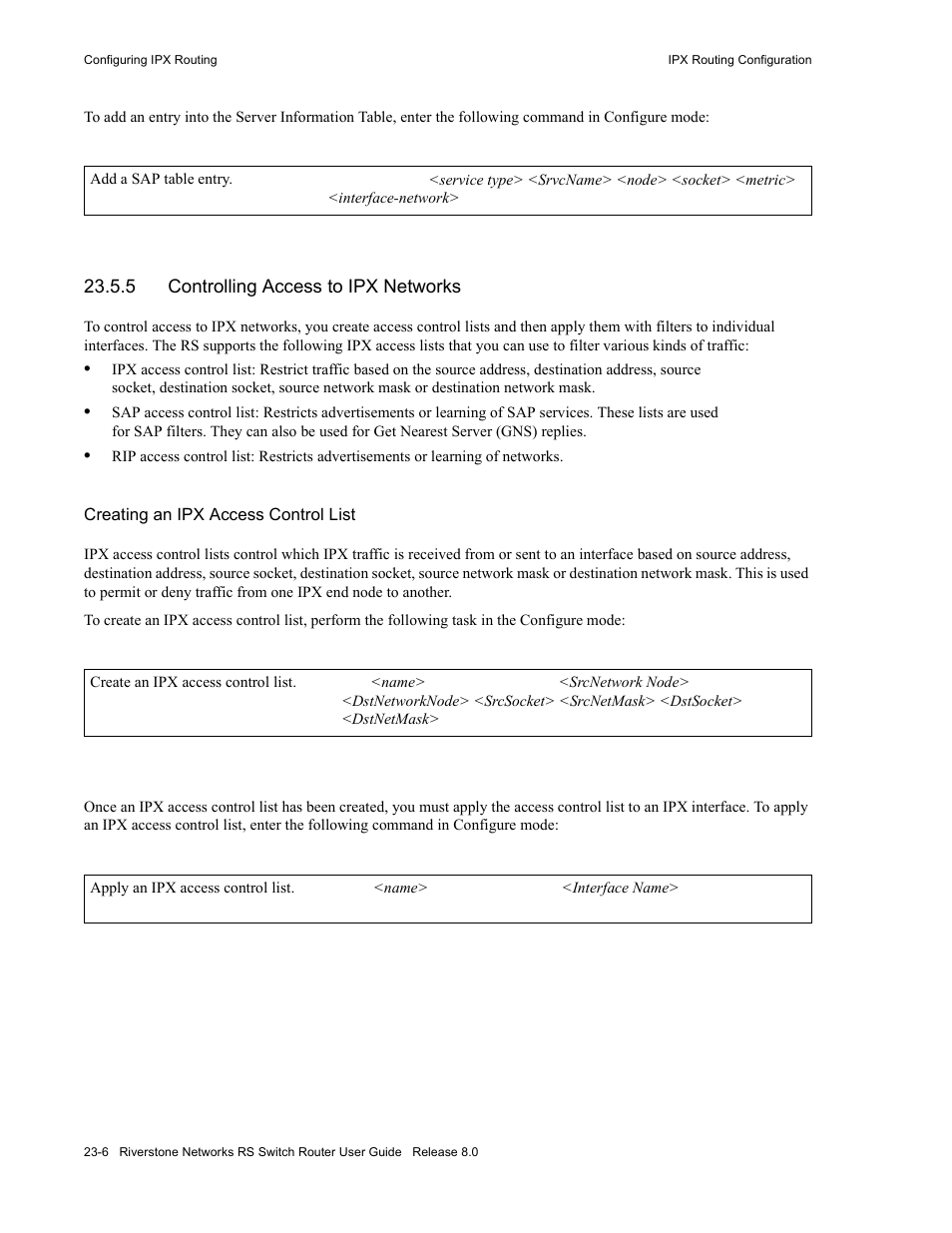 5 controlling access to ipx networks, Controlling access to ipx networks -6 | Riverstone Networks WICT1-12 User Manual | Page 526 / 718