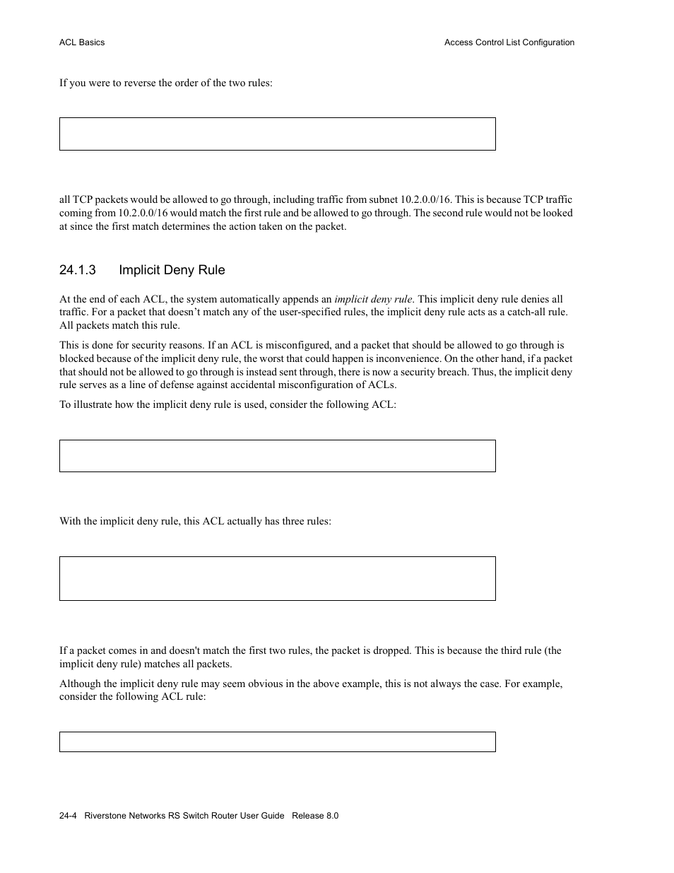 3 implicit deny rule, Implicit deny rule -4 | Riverstone Networks WICT1-12 User Manual | Page 534 / 718