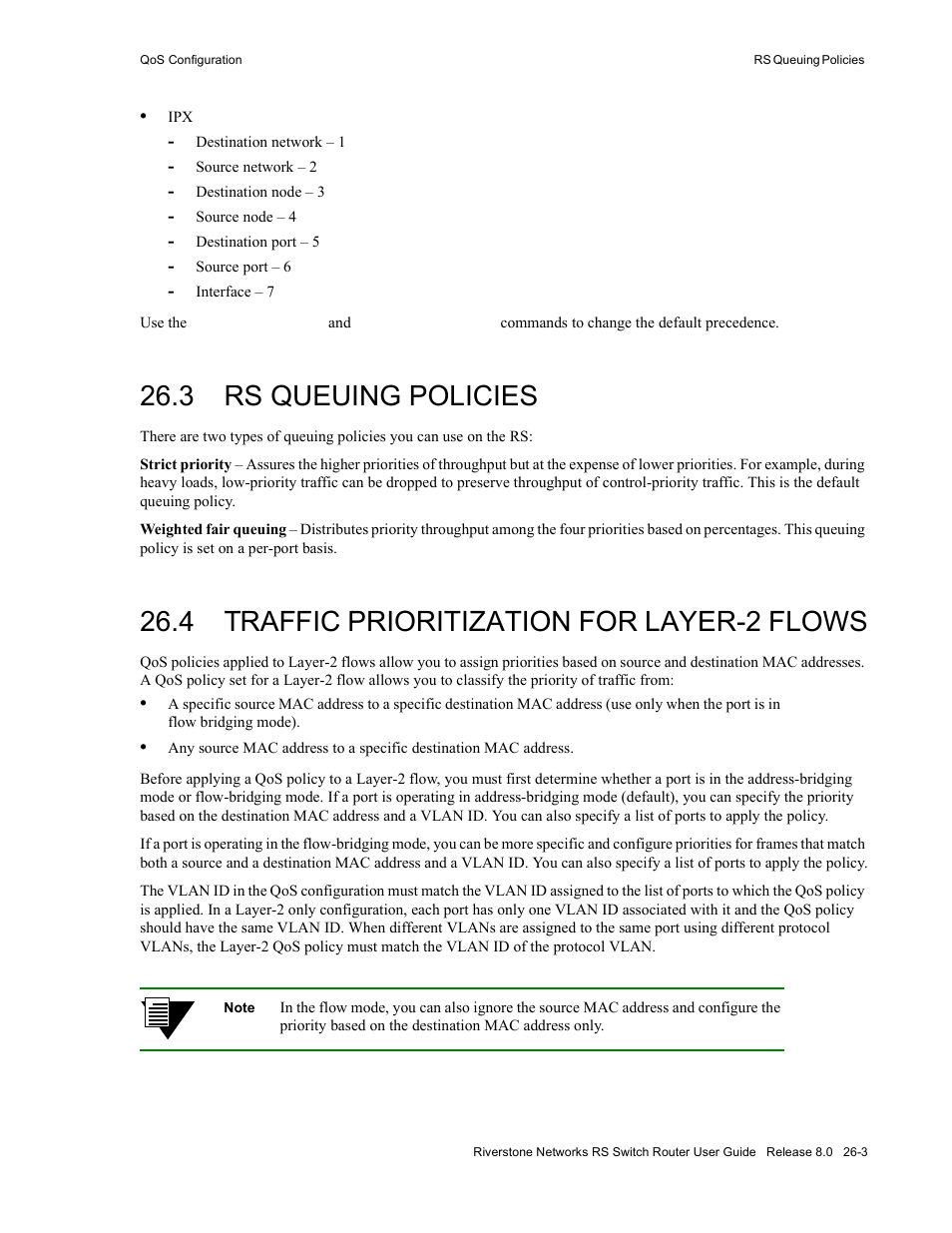 3 rs queuing policies, 4 traffic prioritization for layer-2 flows, Rs queuing policies -3 | Traffic prioritization for layer-2 flows -3 | Riverstone Networks WICT1-12 User Manual | Page 565 / 718