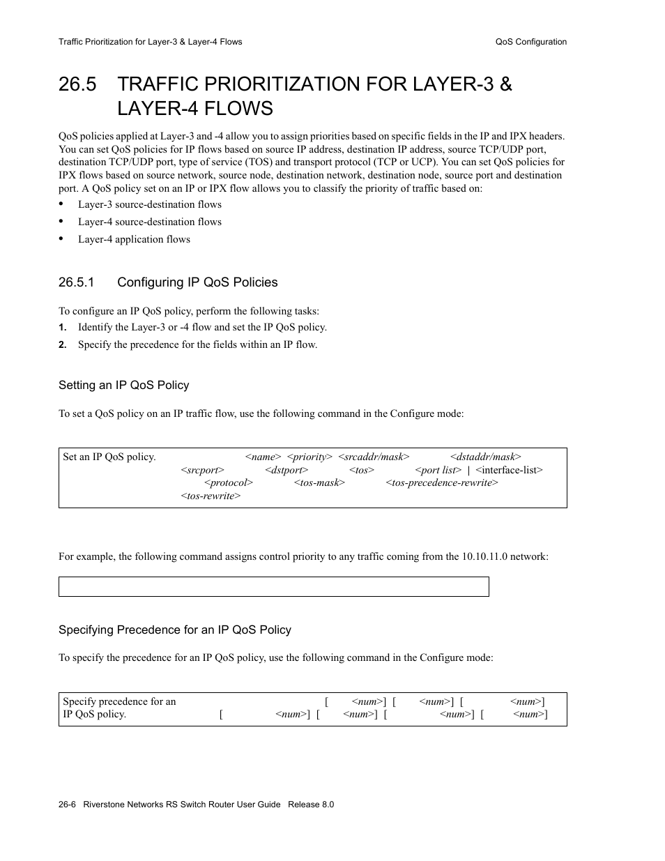 1 configuring ip qos policies, Configuring ip qos policies -6 | Riverstone Networks WICT1-12 User Manual | Page 568 / 718
