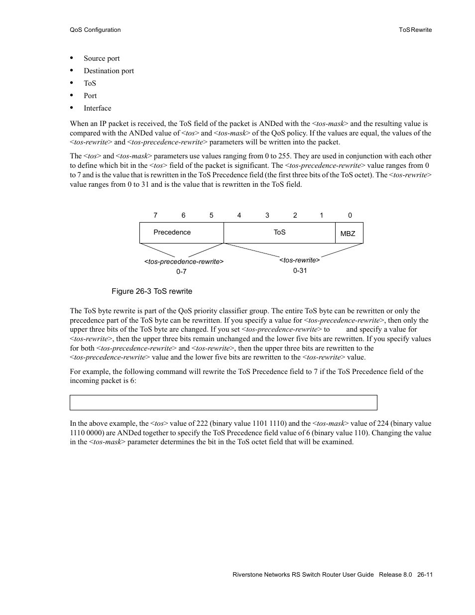 Figure 26-3 tos rewrite -11 | Riverstone Networks WICT1-12 User Manual | Page 573 / 718