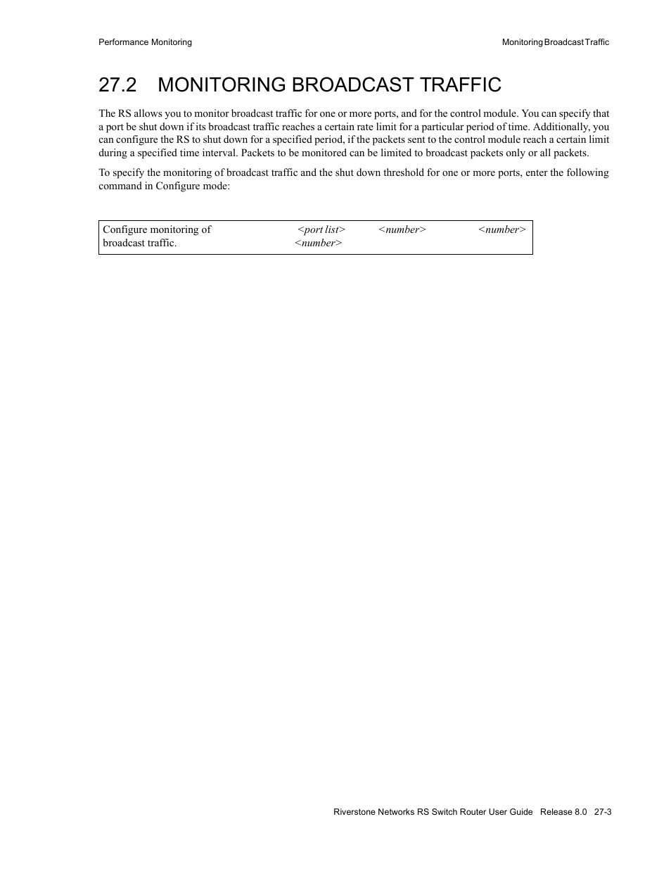 2 monitoring broadcast traffic, Monitoring broadcast traffic -3 | Riverstone Networks WICT1-12 User Manual | Page 585 / 718