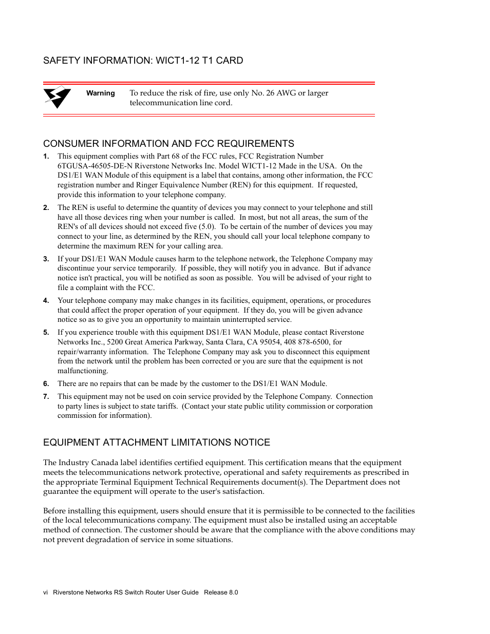 Riverstone Networks WICT1-12 User Manual | Page 6 / 718