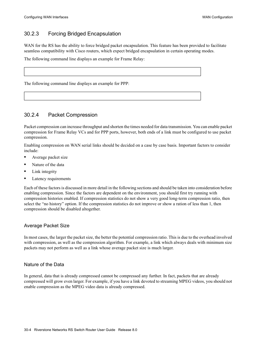 3 forcing bridged encapsulation, 4 packet compression, Forcing bridged encapsulation -4 | Packet compression -4 | Riverstone Networks WICT1-12 User Manual | Page 608 / 718