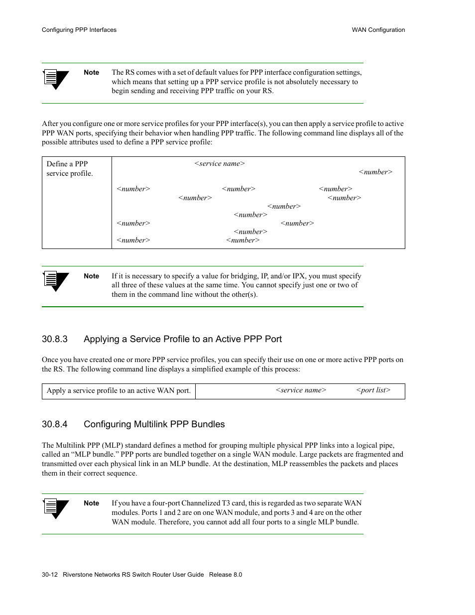 3 applying a service profile to an active ppp port, 4 configuring multilink ppp bundles, Configuring multilink ppp bundles -12 | Riverstone Networks WICT1-12 User Manual | Page 616 / 718