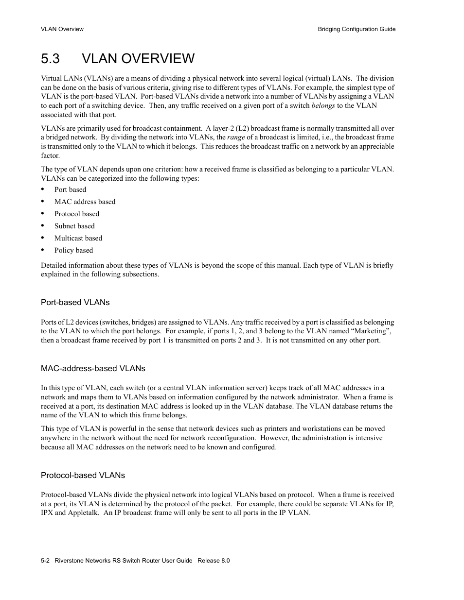 3 vlan overview, Vlan overview -2 | Riverstone Networks WICT1-12 User Manual | Page 66 / 718