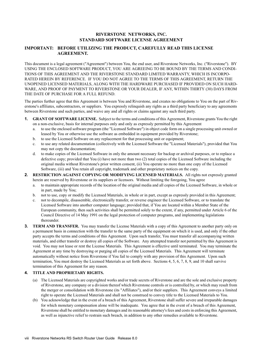 Riverstone Networks WICT1-12 User Manual | Page 8 / 718