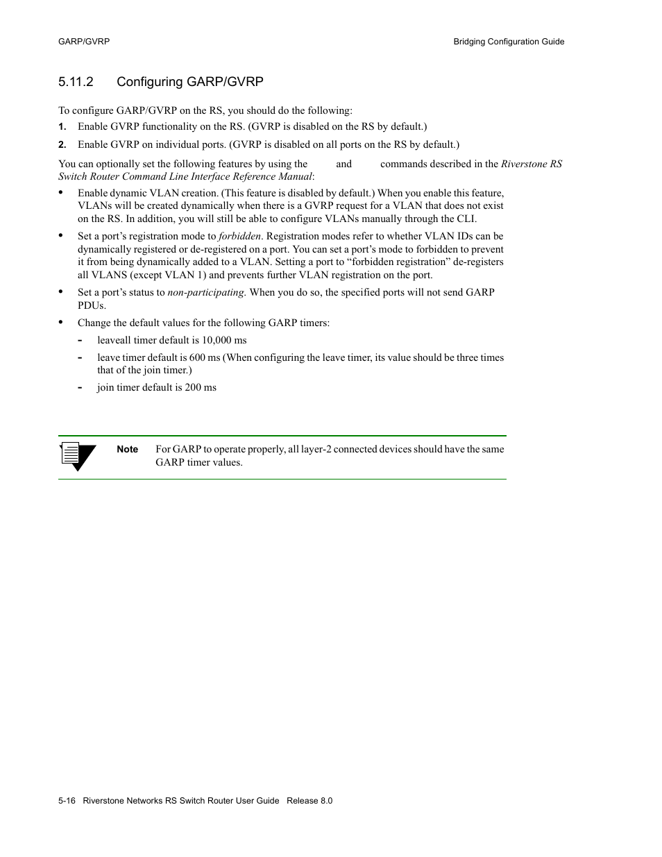 2 configuring garp/gvrp, Configuring garp/gvrp -16 | Riverstone Networks WICT1-12 User Manual | Page 80 / 718