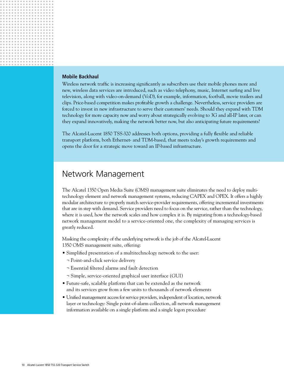 Network management | Riverstone Networks 1850 TSS-320 User Manual | Page 10 / 12