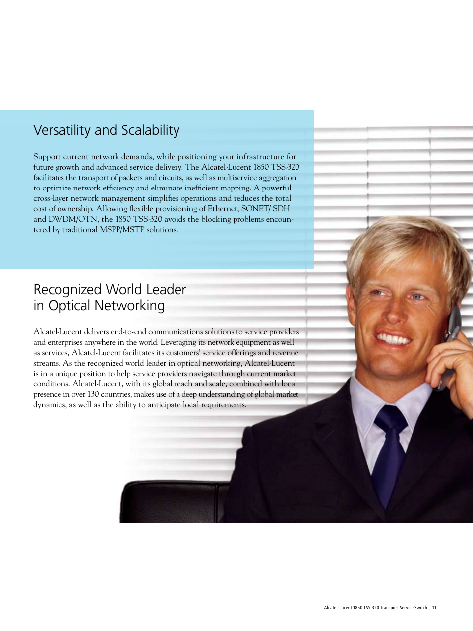 Recognized world leader in optical networking, Versatility and scalability | Riverstone Networks 1850 TSS-320 User Manual | Page 11 / 12