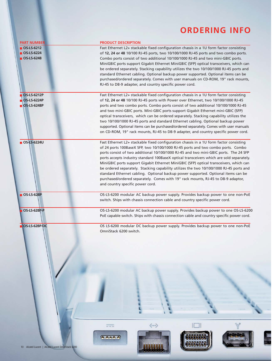 Ordering info | Riverstone Networks OmniStack 6200 User Manual | Page 10 / 12