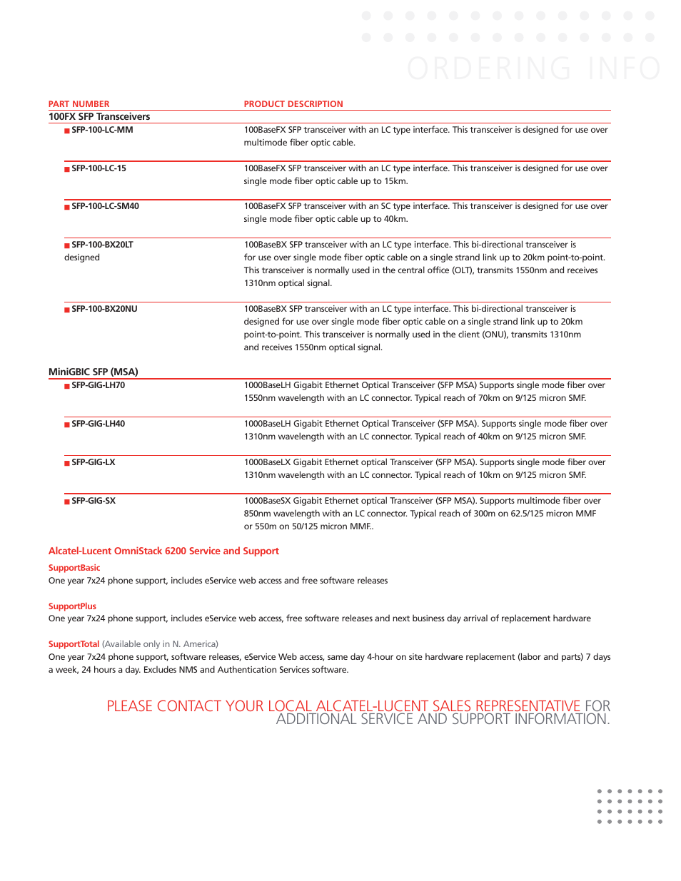 Ordering info | Riverstone Networks OmniStack 6200 User Manual | Page 11 / 12