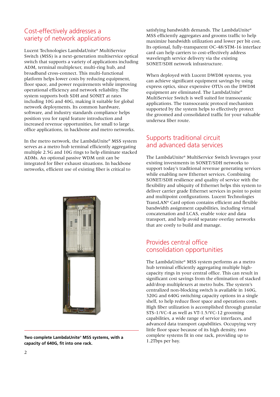 Riverstone Networks LambdaUnite MultiService Switch User Manual | Page 2 / 4