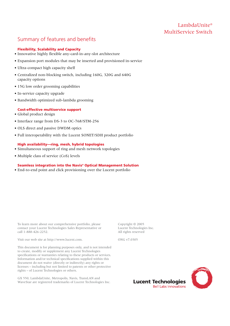 Lambdaunite | Riverstone Networks LambdaUnite MultiService Switch User Manual | Page 4 / 4