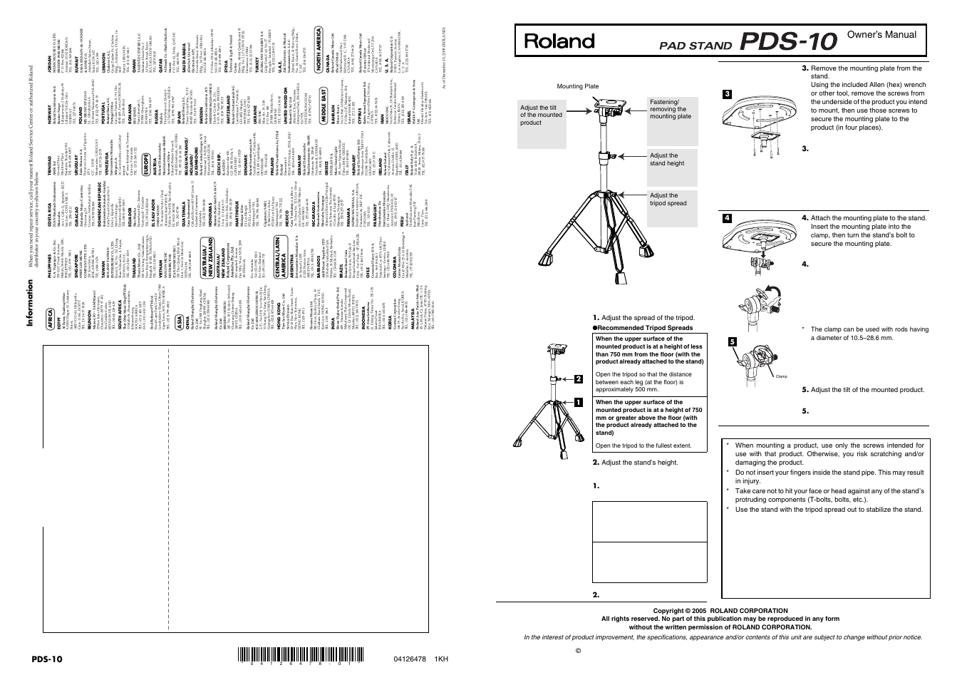 Roland tripod User Manual | 2 pages