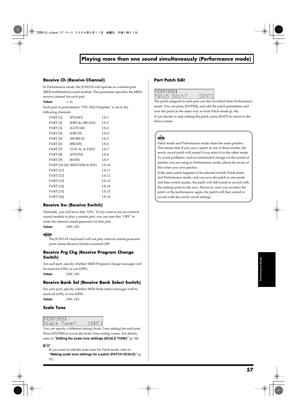 Roland JUNO-D User Manual | Page 57 / 132