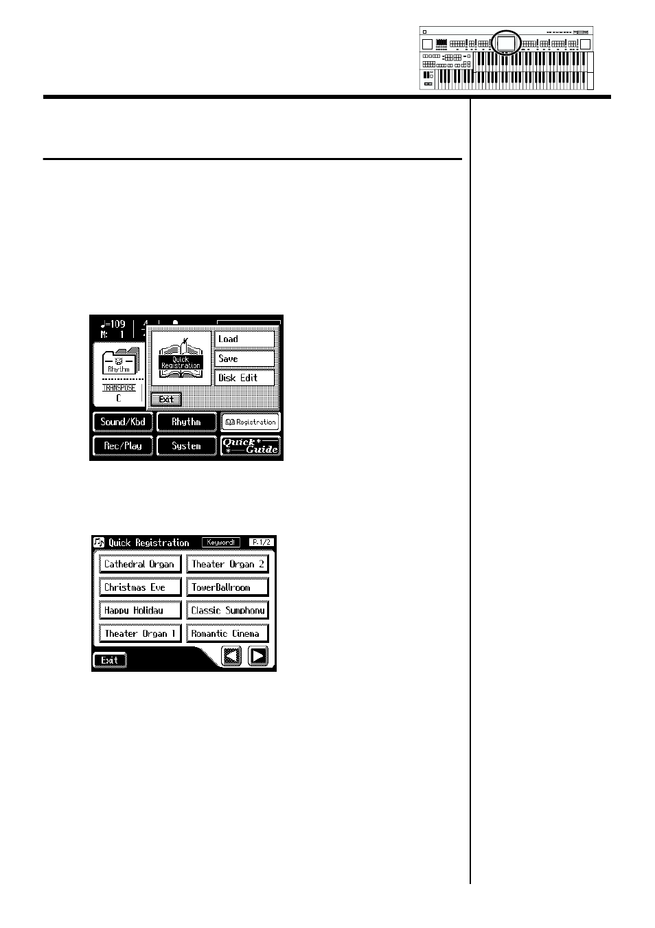 Choose a keyword for quick registration selection | Roland AT90S User Manual | Page 102 / 236