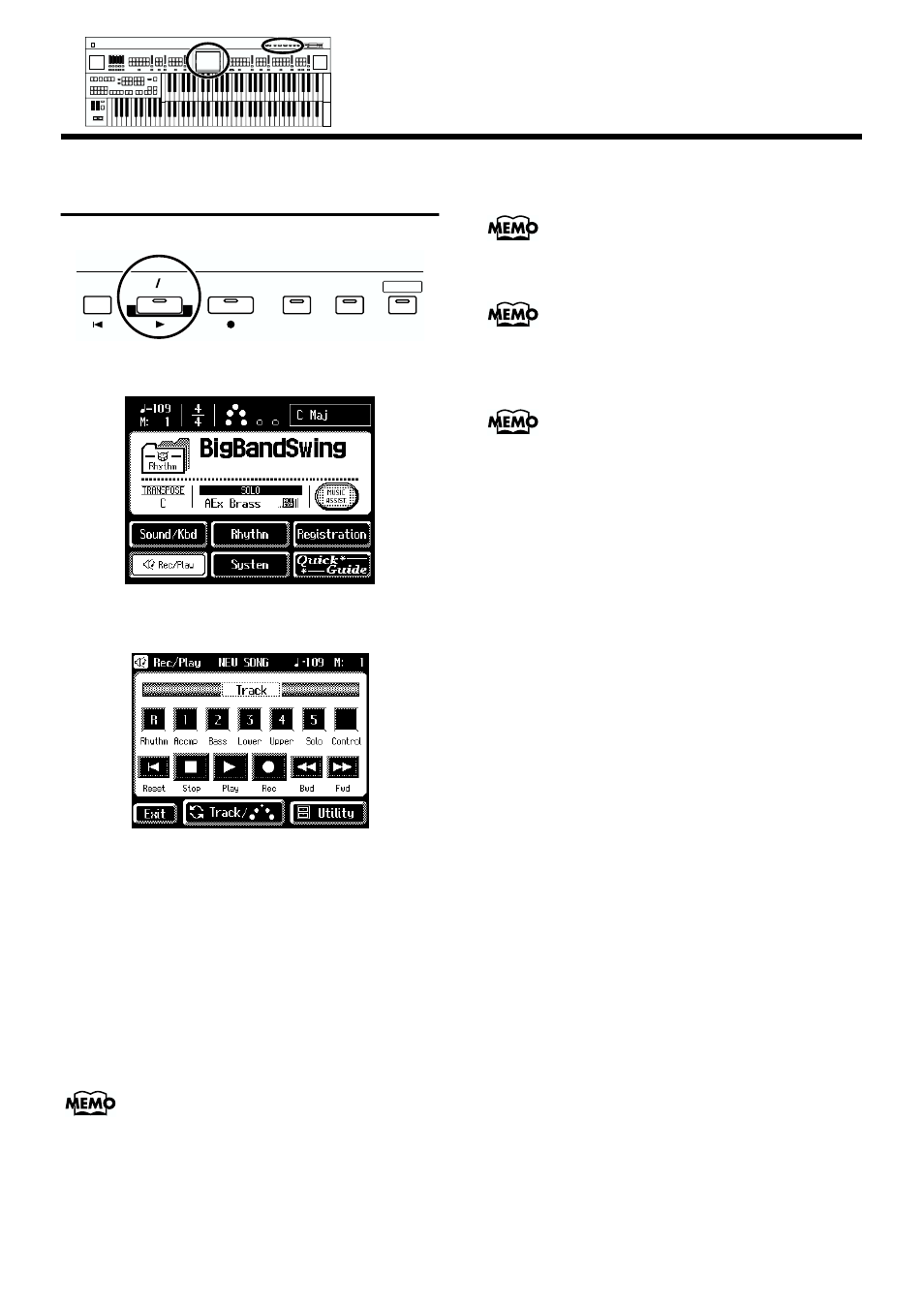 Playing back a performance song, 133 chapter 7 recording/playing back what you play | Roland AT90S User Manual | Page 135 / 236